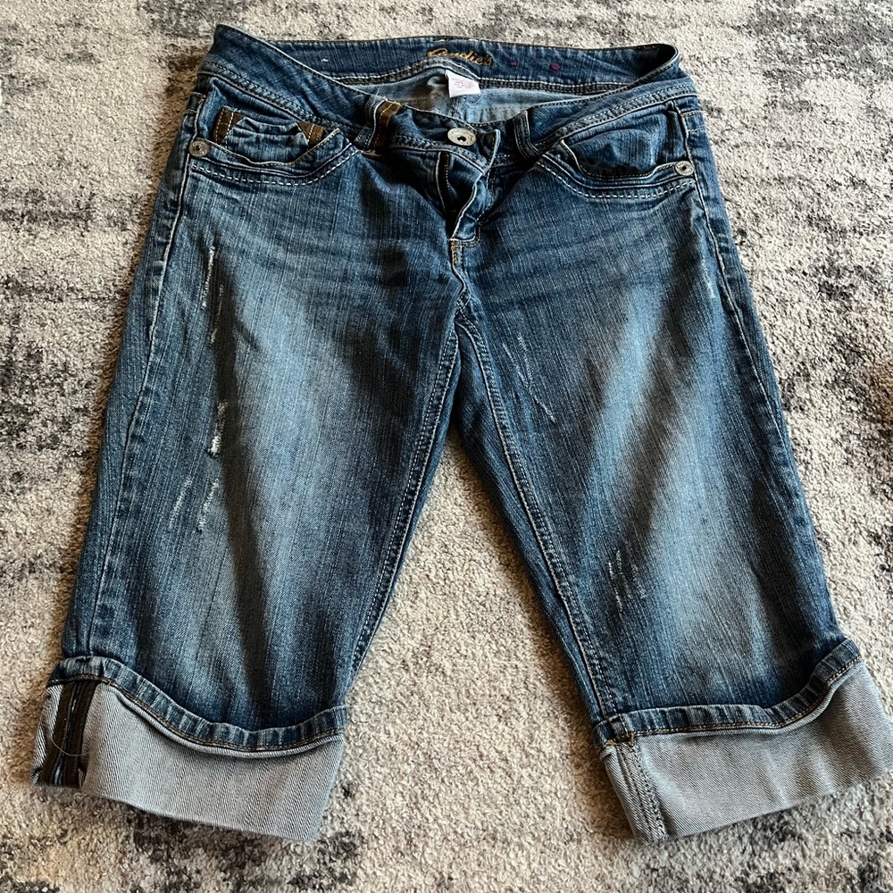 Candie's Rolled Cuff Blue Cropped Jeans
